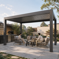 Pergola motorisée en aluminium avec toits à lames orientables, gazebo, pavillon pour jardin, hôtel, terrasse