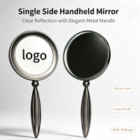 Miroir de maquillage rond en métal noir exquis avec logo personnalisé, miroir de poche cosmétique élégant pour la maison et les voyages