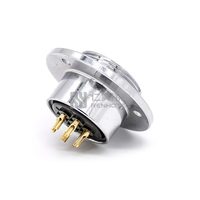 Conector Circular Eléctrico GX30 Tipo Inverso, Brida de 3 Orificios, 2 3 4 5 6 7 8 9 10 12 Pines, Conector Hembra Roscado para Soldar, Plateado