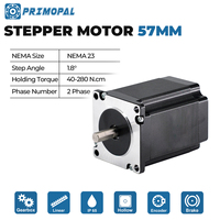 Moteur pas à pas Primopal Nema23 à couple élevé 55,0~280,0 N.cm, bipolaire, double arbre, 2 phases, hybride, pour routeur CNC
