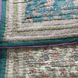 100% algodón Premium bloque de mano impreso algodón Kantha edredón cubierta Floral al por mayor hecho a mano Patchwork verano manta colcha - Product Image 1