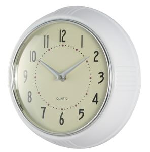 White Kitchen Vintage Design Round Silent Non Ticking <b>Battery</b> Operated Quality Quartz <b>Clock</b> - Product Image 1