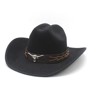 Chapeaux de cowboy en feutre occidental à la mode, vente en gros, chapeau de cowboy blanc à large bord, chapeau de cowboy vintage pour femmes et hommes, vente à prix réduit - Product Image 4