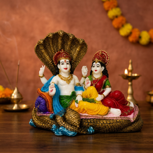 Statue en résine du Dieu Shiva et de la Déesse Parvati assis sur la couronne de Nag, figurine religieuse sculptée à la main pour la décoration de la maison/du temple - Product Image 3
