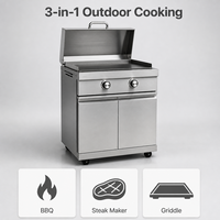 Cuisine extérieure modulaire haut de gamme moderne et luxueuse, barbecue à gaz en acier inoxydable 8 brûleurs avec plaque Teppanyaki et réfrigérateur, certifié CE