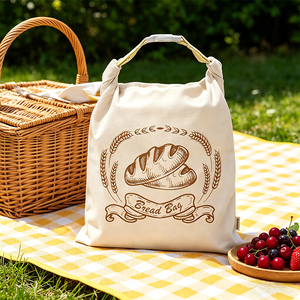Sac à pain en coton réutilisable en cire d'abeille pour marque privée, sac <span class=keywords><strong>de</strong></span> conservation pour pain au levain, sacs <span class=keywords><strong>de</strong></span> courses en toile imprimés sur mesure 33*43CM - Product Image 3
