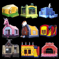 Castillo Inflable Clásico Colorido, Casa de Brinco Inflable Multicolor con Paredes de Seguridad de Malla para Alquiler en Fiestas de Cumpleaños