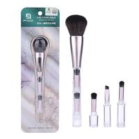 Pinceaux de maquillage de voyage 4 en 1 de luxe en nanofils pour poudre, fard à joues, fard à paupières et eye-liner