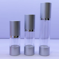 Flacons Airless Transparents 15ml 30ml 50ml, Flacons Airless à Pompe Argent Mat