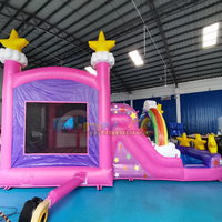 Château gonflable licorne Castillo Hinchable Combo Slide pour enfants, usage commercial, pour fêtes en extérieur, capacité 500 kg, garantie 3 ans