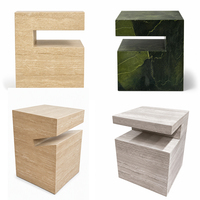 Table d'appoint de luxe EA en marbre naturel, table basse en pierre verte pour salon, table de chevet carrée pour chambre, mobilier de maison multicolore