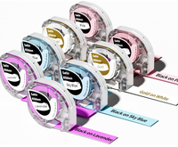 Cintas de Etiquetas de Cinta de Raso para la Impresora de Etiquetas Phomemo P12, P12-Pro, Compatible con la Impresora de Etiquetas Dymo LetraTag, Negro sobre Rosa
