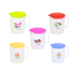 Bouteille d'eau en plastique transparente de 1,5 L sans BPA, écologique, motif floral moderne, avec couvercle, pour la salle de sport, les pique-niques, l'usage quotidien, les goûters - Product Image 1