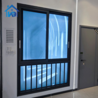 Fenêtre coulissante de sécurité en alliage d'aluminium à double vitrage, moderne, de style européen, à ouverture horizontale, avec moustiquaire suspendue, pour villa, résistante à la chaleur