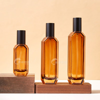 Ensemble de flacons hexagonaux en verre pour la beauté et les soins de la peau, 40 ml, 100 ml, flacon de liquide original divisé, flacon de crème pour le visage de 50 g