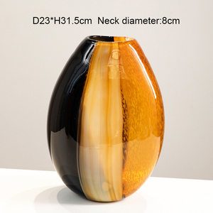 Sáng Tạo Dày Màu Sắc Ngựa Vằn In Bình Trang Trí Thủ Công Bình Màu Đen Cam Sọc Bình Thủy Tinh - Product Image 6
