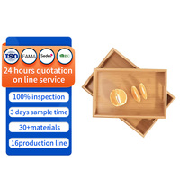 Plateau de service rectangulaire en bambou, plateau alimentaire en bois naturel pour le dîner, le service des fruits et du thé, plateau alimentaire en bois massif poli à la main