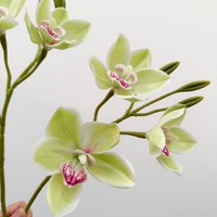 Bunga Anggrek Cymbidium Buatan Tangan 3 Tangkai dari Sutra, Buket DIY untuk Dekorasi Pernikahan, Pesta, Meja, Vanda, Aksesoris Dekorasi Rumah