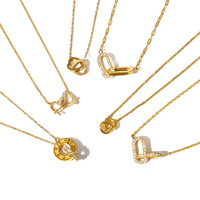 Collier pour femme avec double anneau géométrique et diamants sertis en canal, chaîne de pull, bijou cadeau, fabriqué à Yiwu