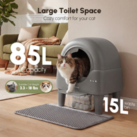 Bac à litière pour chat intelligent à nettoyage automatique, contrôle des odeurs, avec capteur intelligent, design ouvert et contrôle par application
