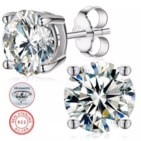 Bijoux fins plaqué or Mossanite Stud 925 Sterling Silver Luxury VVS Lab Grown Moissanite Diamond Stud Boucles d'oreilles pour hommes femmes