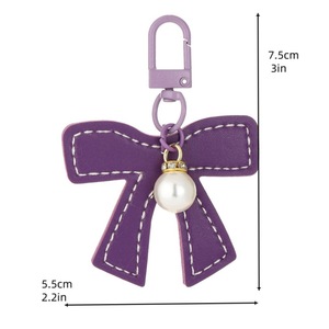 Cute <b>Bow</b> Keychain PU Leather Key Charm with Pearl Colorful Bowknot Bag Pendant for Women Girls <b>Gift</b> Fashion Key Accessories - Product Image 6