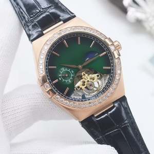 นาฬิกาคลาสสิคคุณภาพสูงระดับไฮเอนด์ ขนาด 41 มม. ระบบออโตเมติกหรูหรา พร้อมฟังก์ชั่นวันที่ สำหรับผู้ชายและผู้หญิง ตัวเรือนโลหะผสม สายหนังจระเข้ ดีไซน์เรียบง่าย - Product Image 1