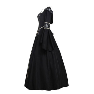 Vestido gótico medieval de vampiro para mujer, disfraz elegante de manga larga negra, fiesta de Halloween, cosplay, juego de rol - Product Image 4
