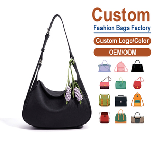 Bolso de Hombro Tipo Hobo de Cuero Genuino con Adorno Floral, Fábrica Personalizada OEM/ODM, Bolso Chic para Mujer - Product Image 1