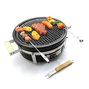 In stock Portable Ceramatic Charcoal BBQ Grills for Desk Tabletop Outdoor Cooking Picnic Garden Terrace Camp