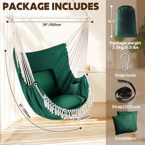 Sedia a dondolo portatile <span class=keywords><strong>amaca</strong></span> sedia a dondolo tra cui 2 cuscini con barra di diffusione in acciaio e tasca laterale grande macramè - Product Image 6