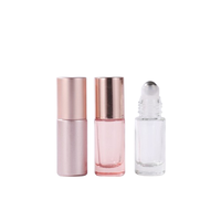 Vente en gros de rouleau en or rose sur bouteille vide emballage cosmétique de 5ml 10ml bouteille de parfum à rouleau en verre rose d'huile essentielle