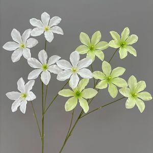 Fleurs artificielles de clematis à 5 têtes en soie, couleurs mélangées, pour décoration de mariage et de maison - Product Image 4