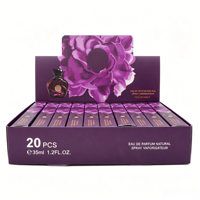 Parfum pour femme de luxe en format voyage 35 ml, style rose, 20 pièces par boîte, parfum en spray longue durée, utilisation quotidienne