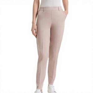 Pantalon en toile skinny multicolores pour femme, taille mi-haute, longueur complète, style décontracté, poches, devant plat, fermeture éclair, 100 % coton - Product Image 2
