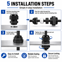 Passe-câble en nylon étanche IP68, joint en caoutchouc EPDM PA66 UL94V-1, connecteur plastique PG7 PG9 PG11 PG13.5 PG16