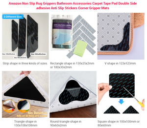 Pinzas para alfombras con súper pegajosidad-Cinta para alfombras antirizado Área antideslizante Mantiene su alfombra en su lugar y hace que las esquinas sean planas - Product Image 6