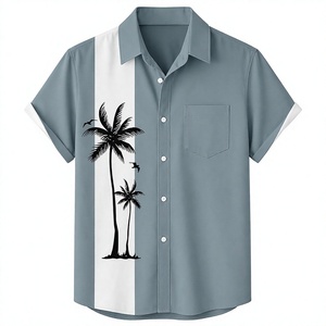 Chemise décontractée pour homme de qualité supérieure, gris bleu, impression personnalisée, manches courtes, mélange coton/polyester, écologique, respirante, séchage rapide, printemps - Product Image 5
