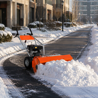 Souffleuse à neige thermique 3-en-1 de 6,5 CV à démarrage manuel, balayeuse rotative et charrue pour le déneigement des trottoirs et des routes