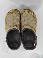 Sandales d'été respirantes personnalisées avec logo de marque, strass, cristaux, diamants, breloques DIY de luxe, design personnalisé, chaussures brillantes