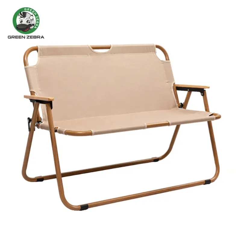 Silla plegable portátil para exteriores, asiento doble con reposabrazos para acampar y playa