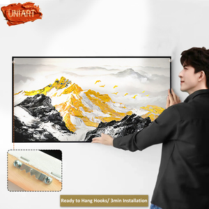 <span class=keywords><strong>Peinture</strong></span> à l'huile sur toile, paysage de <span class=keywords><strong>montagne</strong></span>, texture dorée, impasto, art abstrait brillant, <span class=keywords><strong>peinture</strong></span> au <span class=keywords><strong>couteau</strong></span> épaisse, art mural sur toile - Product Image 4