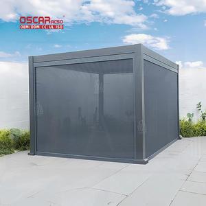 Kits de gazebo électrique étanche pour jardin extérieur Patio toit à persiennes motorisé manuel en aluminium moderne avec stores Pergola - Product Image 1