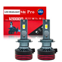 BBROY Nouveaux phares LED de voiture M8 Pro H4 Faisceau haut/bas Haute puissance Tube en cuivre unique Rétrofit universel H7 6500K 65W 32V 6500 lm