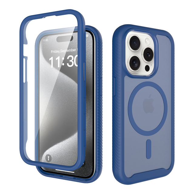 Magnetic 360 Protection Phone case for iPhone 15 Pro Max Case TPU+PC clear Back Cover Built-in Screen Protector iphone Coque