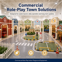 Équipement de terrain de jeu intérieur pour enfants, thèmes Route commerciale, Rue, Pompier, Police, Façades de magasins, testé TUV, aménagement pour opérateur