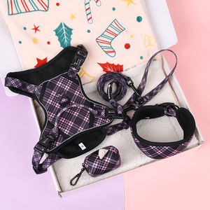 Tali kekang anjing mewah dengan tas kotoran Dispenser personalisasi genggang <span class=keywords><strong>Tartan</strong></span> anjing memimpin dengan perlengkapan anjing kotak-kotak saling silang - Product Image 2