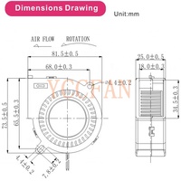 YCCFAN 7525 75x75x25mm DC 5V 12V YBH7525B12 Micro ventilador de aire ventilador centrífugo de alto flujo de aire ventiladores de flujo axial de 75mm