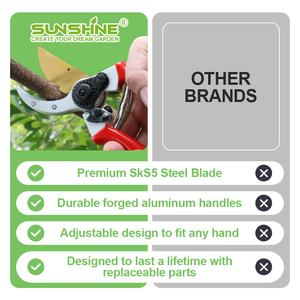 SUNSHINE Sécateur bypass 8'' Premium Écologique Robuste pour l'élagage des <span class=keywords><strong>arbres</strong></span> avec lame plaquée titane pour la ferme et le verger - Product Image 3