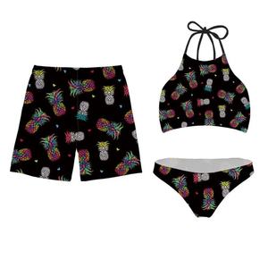 Maillots de bain personnalisés à imprimé tournesol pour couples, vêtements de plage de luxe, bikini à bretelles, vêtements de plage pour femmes, ensemble 3 pièces, maillots de bain de fitness pour hommes - Product Image 3